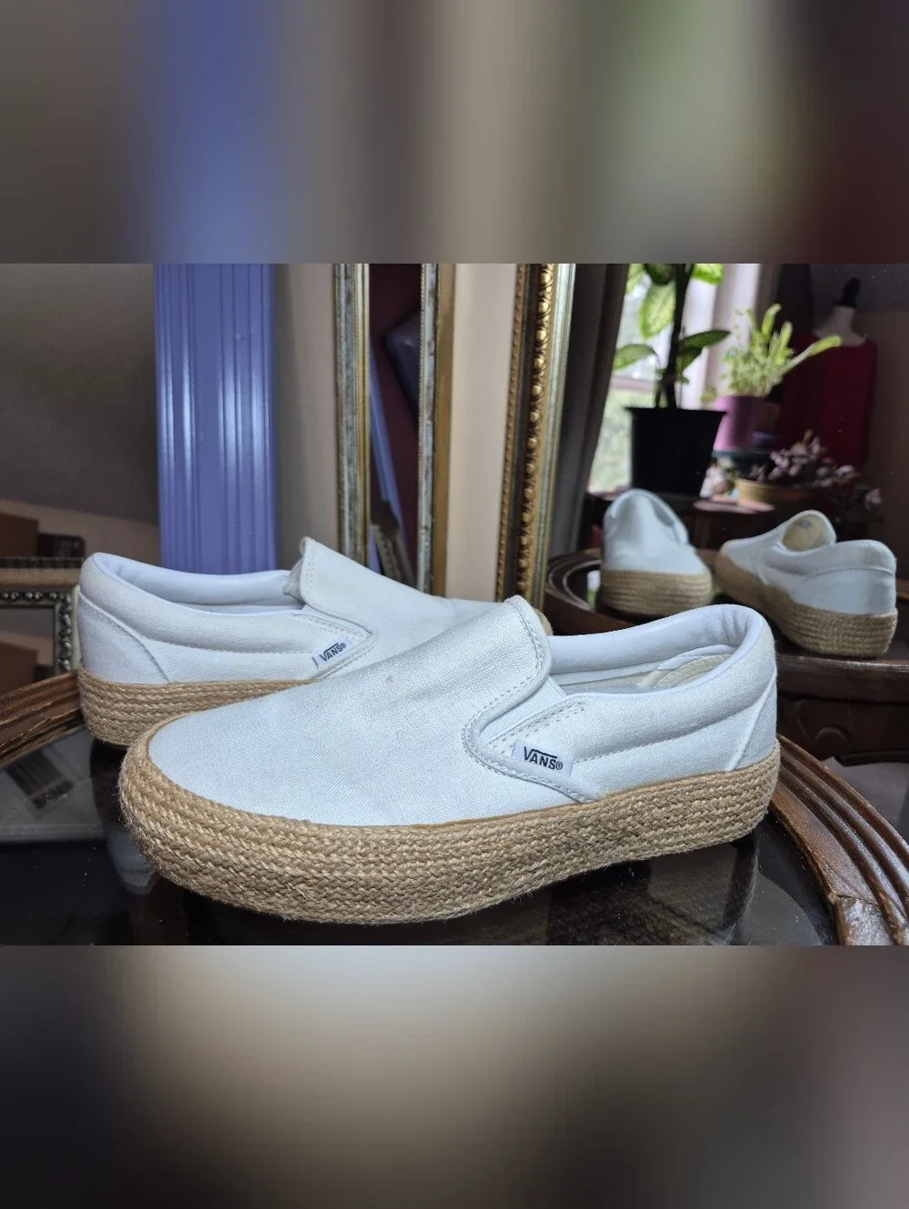 VANS Linen Slip-On Platform Espadrille SF Shoes - Womens Size 7.5